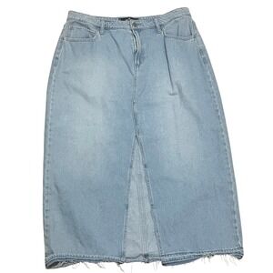 Hollister California Denim Skirt Women's 16‎ W33 Ultra High Rise Frayed Hem Blue